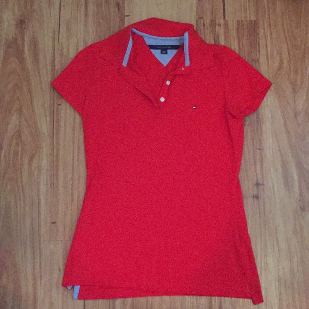 Red Tommy Hilfiger Fitted Women’s Polo